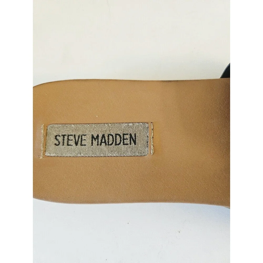 Steve Madden Black Leather Flip Flop Size 10